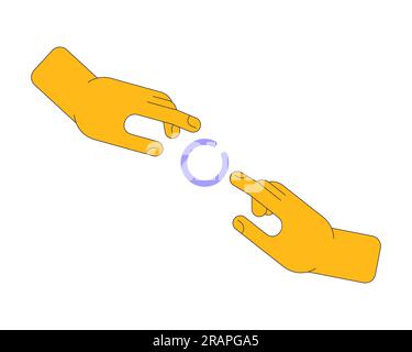 Mains se rapprochant l'une de l'autre, conception plate du disque de chargement Illustration de Vecteur