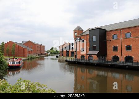 Bateau de plaisance à Wigan Pier sur le canal de Leeds et Liverpool Banque D'Images