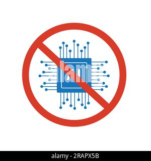 Logo ai bleu dans un signe interdit sur fond blanc avec espace de copie Illustration de Vecteur