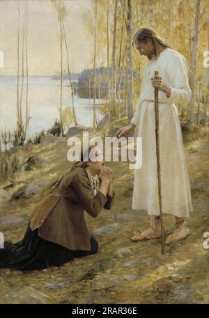 Christ et Marie Madeleine, une légende finlandaise par Albert Edelfelt Banque D'Images