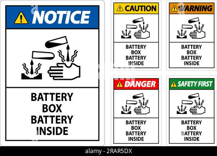 Notez le panneau intérieur de la batterie du compartiment à piles avec symbole Illustration de Vecteur