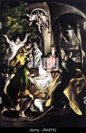 Adoration des bergers vers 1610 ; Espagne par El Greco Banque D'Images