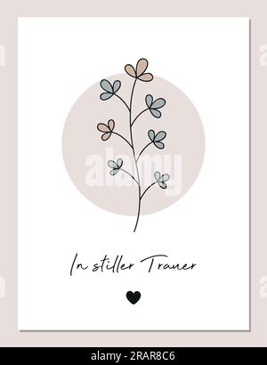 carte de condoléances avec tendril floral dans un deuil silencieux Illustration de Vecteur