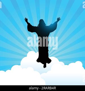 Silhouette illustration de Jésus-Christ levant les mains, pour le jour de l'ascension du thème Jésus-Christ Illustration de Vecteur