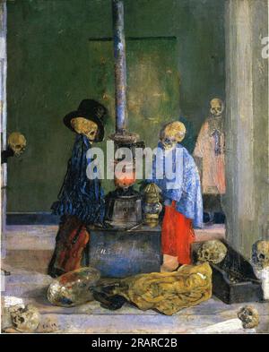 Squelettes essayant de se réchauffer 1889 par James Ensor Banque D'Images