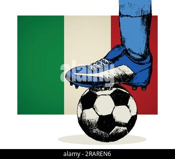 Croquis de chaussures et chaussettes de joueur de football avec l'insigne de l'Italie Illustration de Vecteur