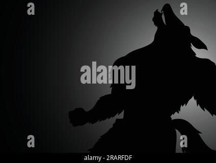 Silhouette illustration d'un loup-garou hurlant Illustration de Vecteur