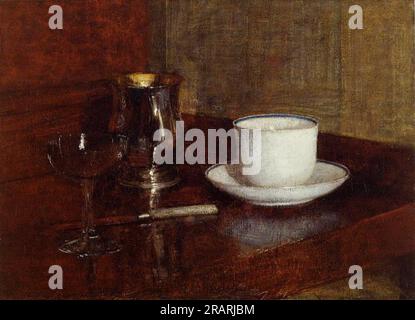 Still Life Glass, Silver Goblet et coupe de Champagn 1871 par Henri Fantin-Latour Banque D'Images