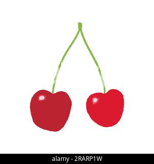 Cerise. Illustration vectorielle isolée de style dessin animé de cerise jumelle rouge. Illustration de Vecteur