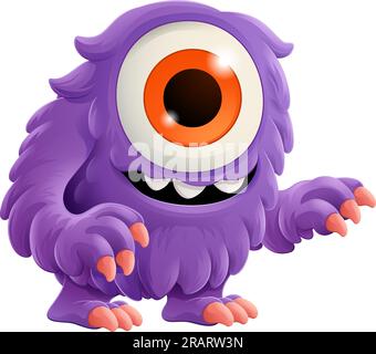 Monstre Alien Cute Cartoon drôle personnage Mascot Illustration de Vecteur