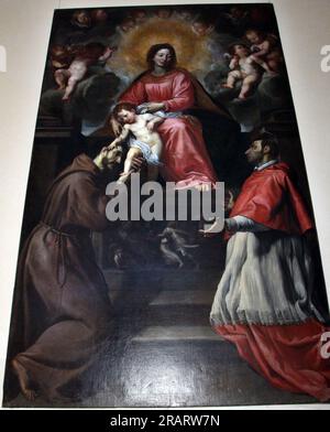 madonna col Bambino tra i ss. francesco e carlo borromeo de Domenico Fiasella Banque D'Images