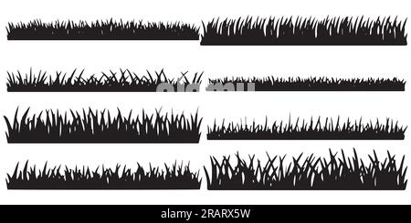 Ensemble d'illustration de vecteur d'herbe de silhouette Illustration de Vecteur