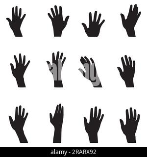 Collection de vecteurs silhouette Hand Rising Illustration de Vecteur
