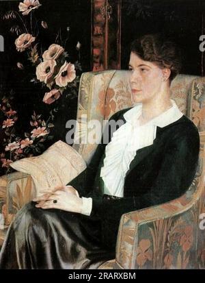 Portrait d'Evdokiya Nikolaevna Glebova, la sœur de l'artiste 1915 par Pavel Filonov Banque D'Images