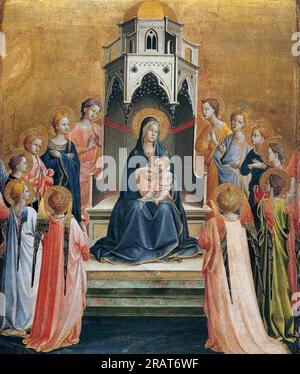 Vierge et enfant Enthroned avec douze anges 1430 par FRA Angelico Banque D'Images