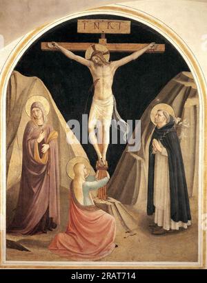 Crucifixion avec la Vierge, Marie Madeleine et Saint Dominic 1442 de FRA Angelico Banque D'Images