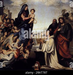 Vision de Saint Bernard avec les saints Benoît et Jean l'Evangéliste 1504 ; Florence, Italie par FRA Bartolomeo Banque D'Images