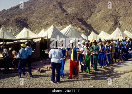 Makkah Arabie Saoudite Scouts Hajj par tentes Banque D'Images