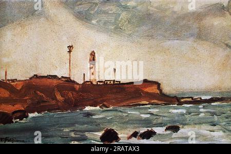 Phare de Cape Inubo 1940 par Fujishima Takeji Banque D'Images