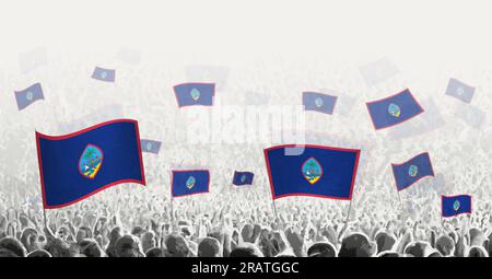 Foule abstraite avec drapeau de Guam. Les peuples protestent, la révolution, la grève et la manifestation avec le drapeau de Guam. Illustration vectorielle. Illustration de Vecteur