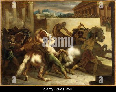 La course de chevaux sauvages à Rome 1817 par Théodore Géricault Banque D'Images