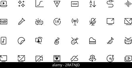 Icônes multimédia. Photo, vidéo, jeu d'illustrations vectorielles de musique. Illustration de Vecteur
