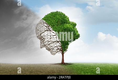 Trouble de l'humeur ou troubles bipolaires diagnostic et symptômes de schizophrénie comme santé mentale, balançoires émotionnelles et évaluation psychotique Banque D'Images