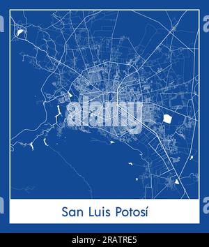 San Luis Potosi Mexique Amérique du Nord carte de la ville carte bleu illustration vectorielle Illustration de Vecteur