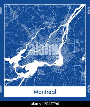 Montréal Canada Amérique du Nord carte de la ville illustration vectorielle d'impression bleue Illustration de Vecteur