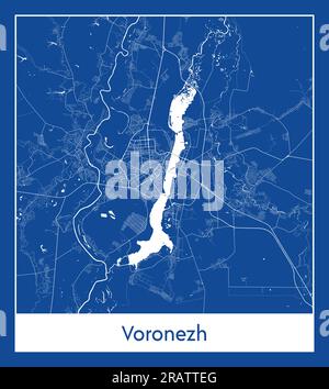 Voronezh Russie Europe carte de la ville illustration vectorielle d'impression bleue Illustration de Vecteur