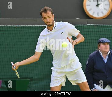 Londres, GBR. 05 juillet 2023. Londres Wimbledon Championships Day 3 05//07/2023 Daniil Medvedev remporte le match de premier tour crédit : Roger Parker/Alamy Live News Banque D'Images