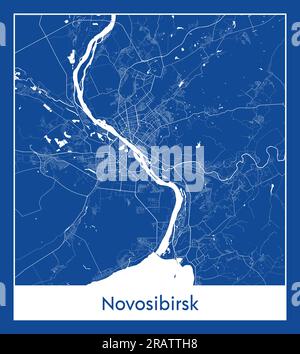 Novosibirsk Russie Asie ville carte bleu illustration vectorielle Illustration de Vecteur