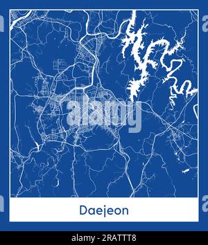 Daejeon Corée du Sud Asia City carte bleu illustration vectorielle Illustration de Vecteur