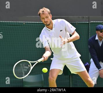 Londres, GBR. 05 juillet 2023. Londres Wimbledon Championships Day 3 05//07/2023 Daniil Medvedev match de premier tour crédit : Roger Parker/Alamy Live News Banque D'Images