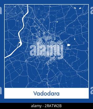 Vadodara Inde Asie ville carte bleu illustration vectorielle Illustration de Vecteur