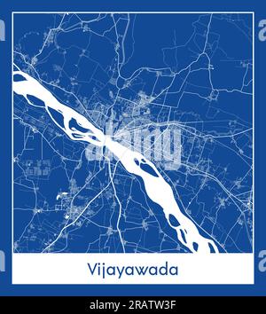 Vijayawada Inde Asie ville carte bleu illustration vectorielle Illustration de Vecteur