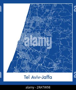 Tel Aviv-Jaffa Israel Asia City carte illustration vectorielle bleu Illustration de Vecteur