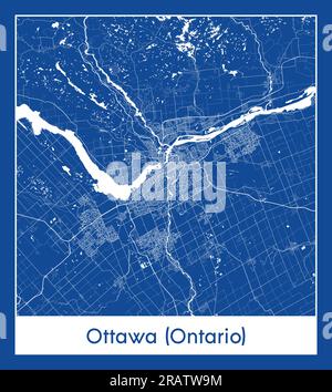 Ottawa Ontario Canada Amérique du Nord carte de la ville carte bleu illustration vectorielle Illustration de Vecteur