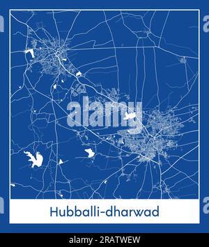 Hubballi-dharwad Inde Asie ville carte bleu illustration vectorielle Illustration de Vecteur