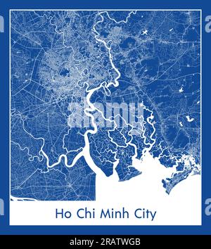 Ho Chi Minh City Vietnam Asia City carte bleu illustration vectorielle Illustration de Vecteur