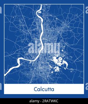 Calcutta Inde Asia City carte bleu illustration vectorielle Illustration de Vecteur