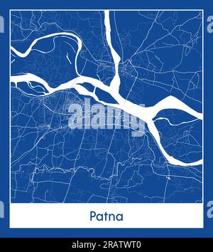 Patna India Asia City map illustration vectorielle d'impression bleue Illustration de Vecteur