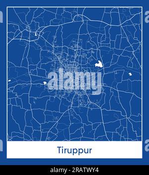 Tiruppur Inde Asia City carte bleu illustration vectorielle Illustration de Vecteur