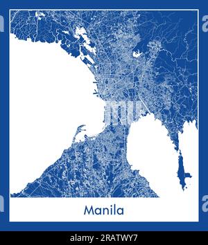 Manille Philippines Asia City map illustration vectorielle d'impression bleue Illustration de Vecteur