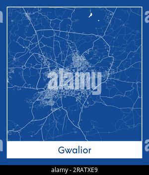 Gwalior Inde Asia City carte bleu illustration vectorielle Illustration de Vecteur