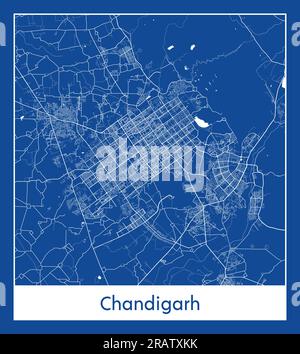 Chandigarh Inde Asie ville carte bleu illustration vectorielle Illustration de Vecteur