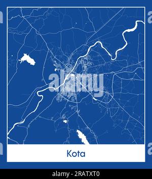 Kota India Asia City map illustration vectorielle d'impression bleue Illustration de Vecteur