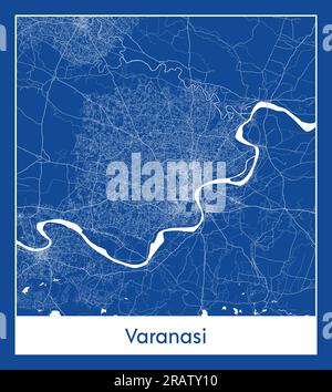 Varanasi Inde Asie ville carte bleu illustration vectorielle Illustration de Vecteur