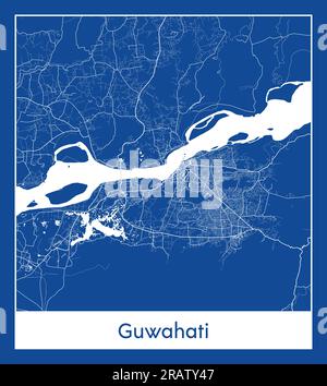 Guwahati Inde Asia City carte bleu illustration vectorielle Illustration de Vecteur