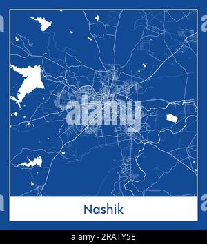 Nashik Inde Asia City carte bleu illustration vectorielle Illustration de Vecteur